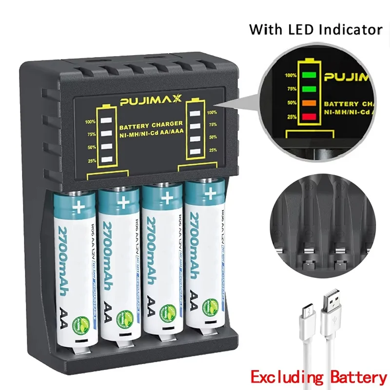 4 Slots Intelligent Ni-Mh Battery Charger For Rechargeable 1