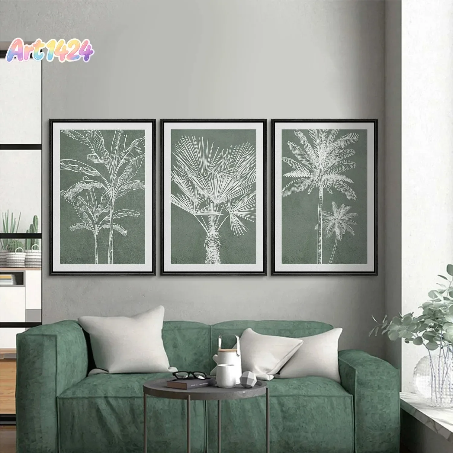 Modern Minimalist Botanical Canvas Print Wall Art Tropical Palm Tree Banana Leaf Poster Pictures Living Room Home Decor