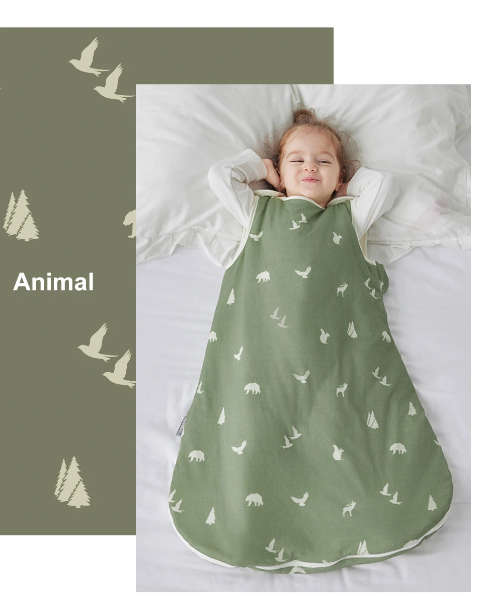 Sleeping Bag For Baby 0-24 Months Spring Autumn Sleeveless Wearable Anti-Kick Blanket Cartoon Printed Baby Sleepsacks 2.5Tog
