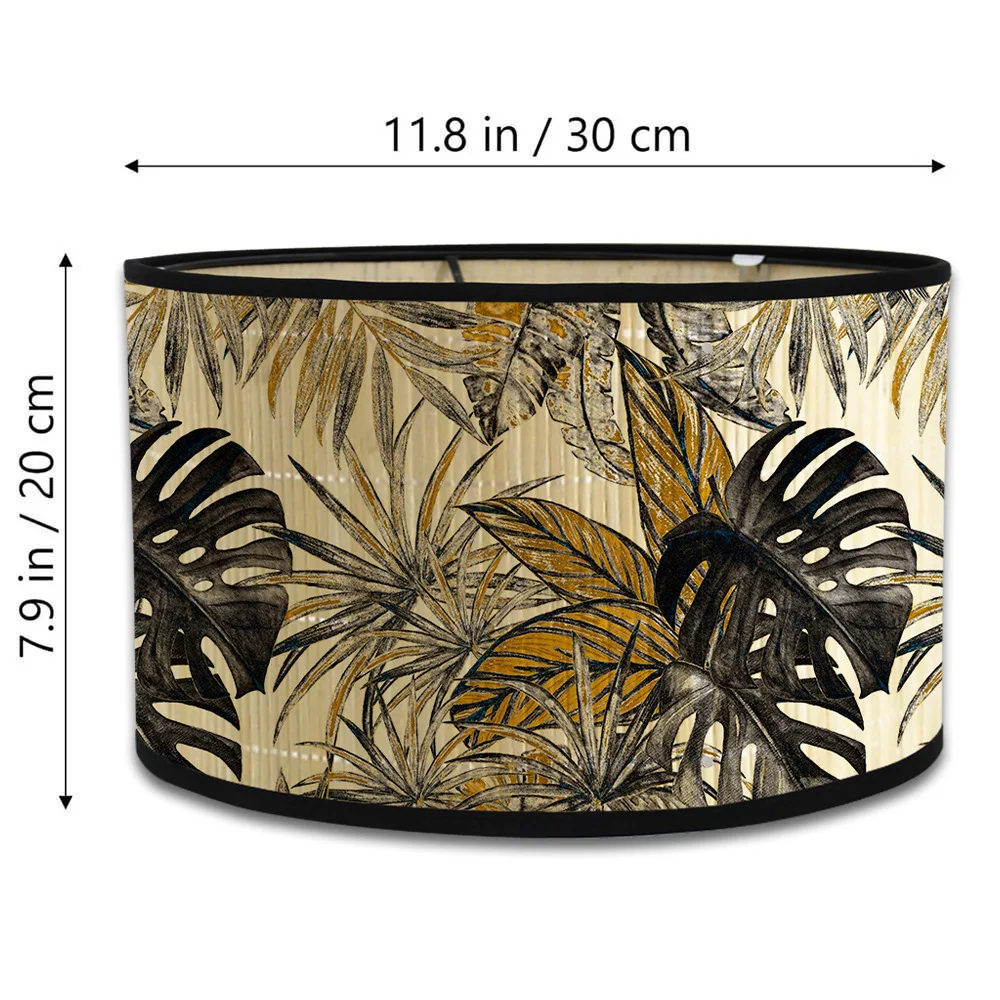 Japanese Style Greenery Patterned Lampshade Handmade Bamboo Lampshade Vintage Pendant Chandelier Floor Retro Hangable Lamps Wall