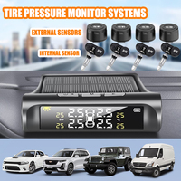 Smart Car TPMS Tire Pressure Monitoring System Solar Digital Clock LCD Display Car Tire Pressure Temperature Safety Alarm System