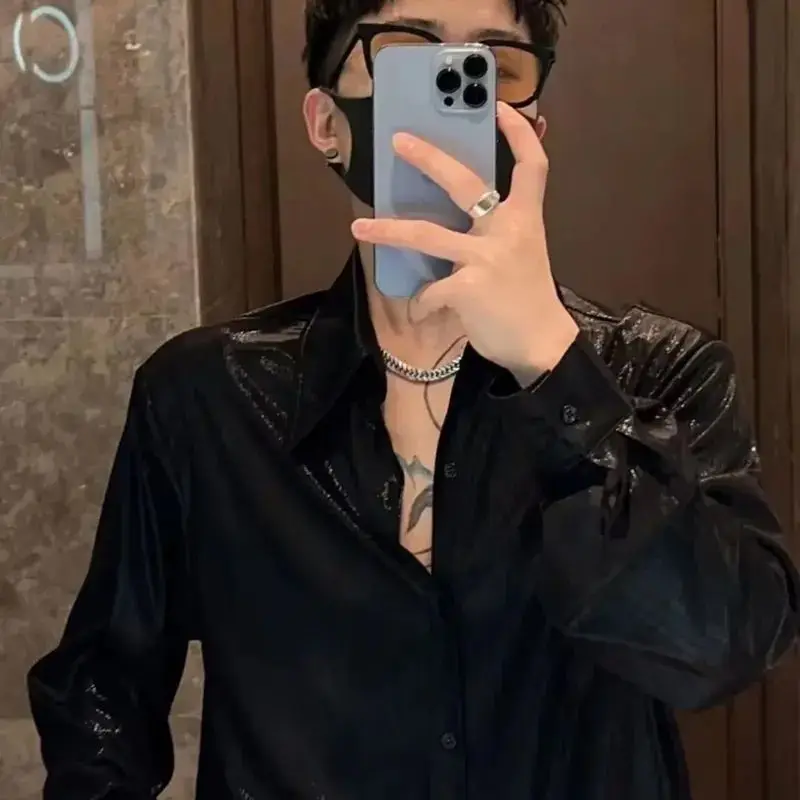 Minimalist Fashion Wrinkle Free Long Sleeve Shirt 2026 SS New Slim Fit Handsome Young Men's Top