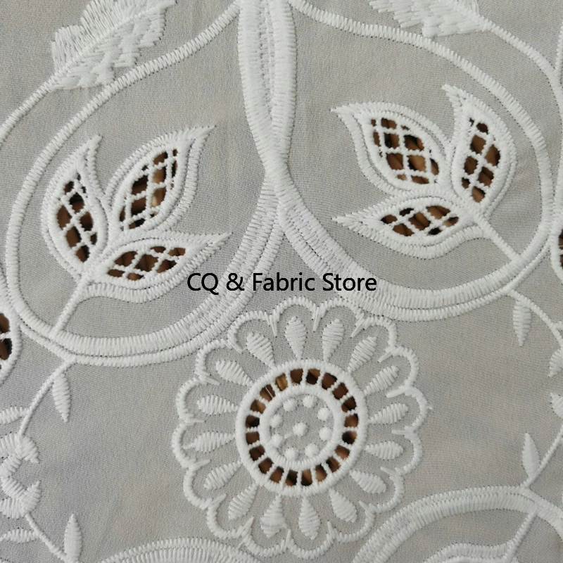 130cm Wide Off White 3D Flower Embroiderey Chiffon Fabric DIY Dress/Clothes/ Table Cloth/Curtain Material Designer Fabric