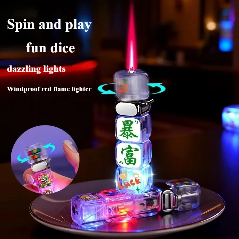 Cool Lighter with Light-emitting Feature Cigarette Lighter in Dice Shape Windproof Lighter As a Gift
