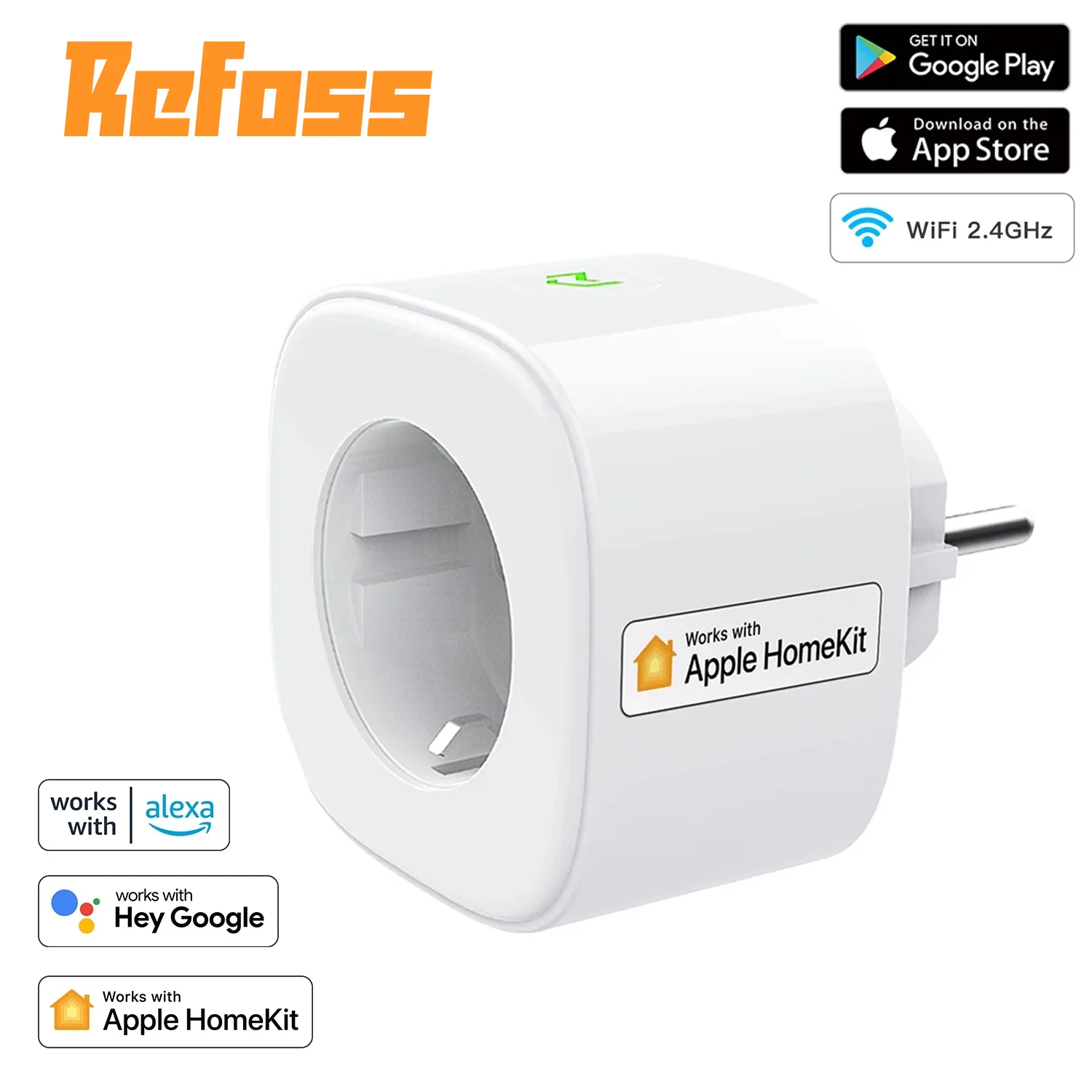 Refoss 16A WiFi Smart Plug إصدار الاتحاد الأوروبي HomeKit متوافق مع الموقت الجدول الزمني التحكم عن بعد يدعم Alexa Google Assistant