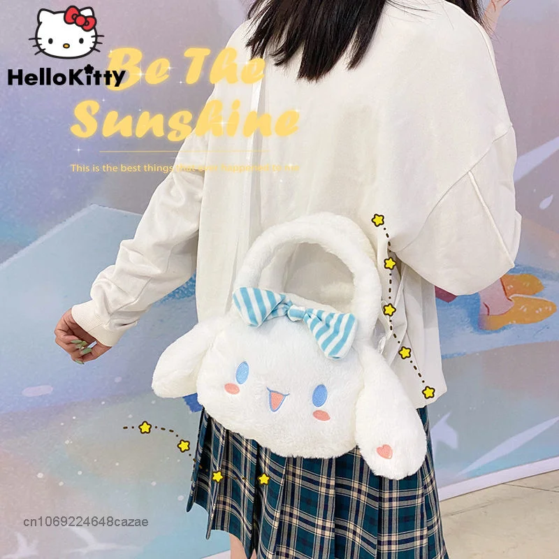 Sanrio Cinnamoroll  Plush Bag 2022 New Winter Korean Version Lolita Lovely Girl's Hand Messenger Bag Fashion Packet For Women