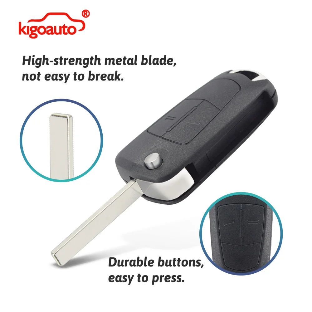 

kigoauto Remote Flip Key shell Case 2 Button HU100 for Vauxhall Opel Corsa D Astra H Vectra C Zafira 2005-2009
