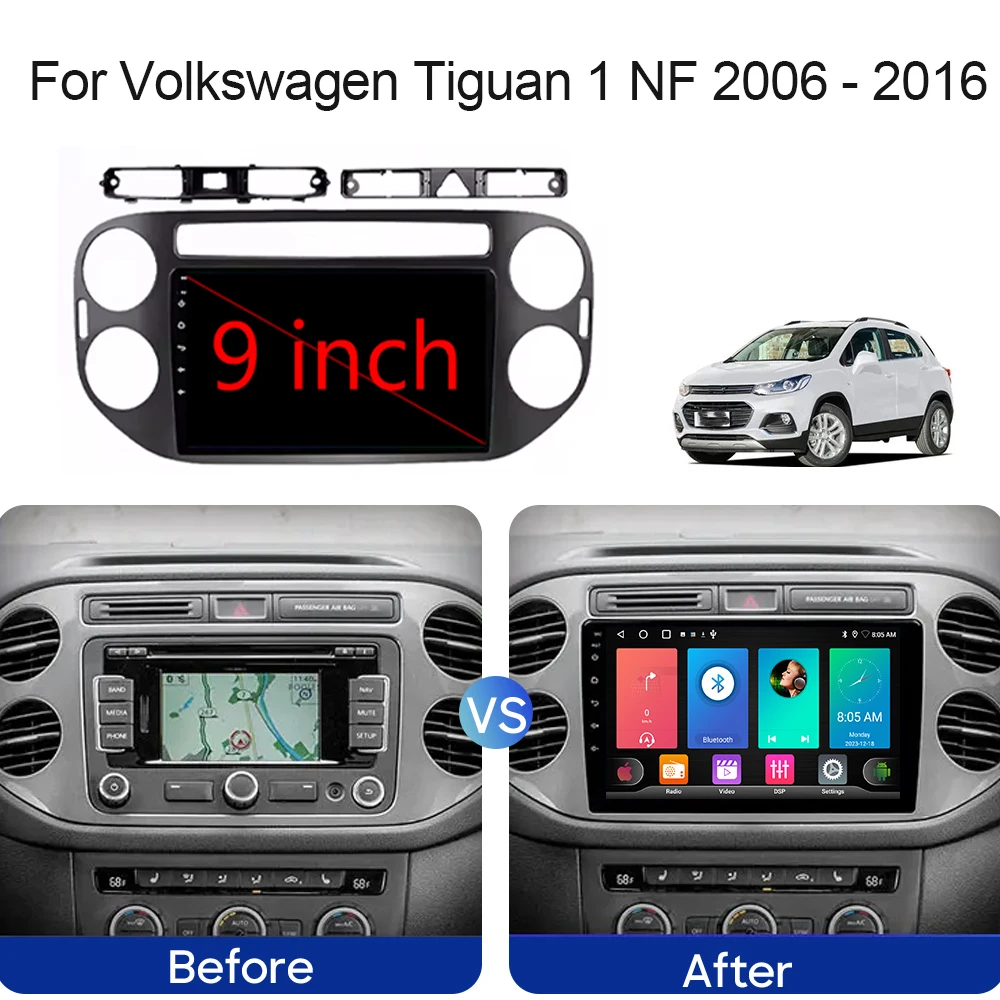 Car Radio Carplay For VW Volkswagen Tiguan 1 NF 2006 - 2016 Navigation GPS Multimedia Video Player Screen Android Auto 5G WIFI