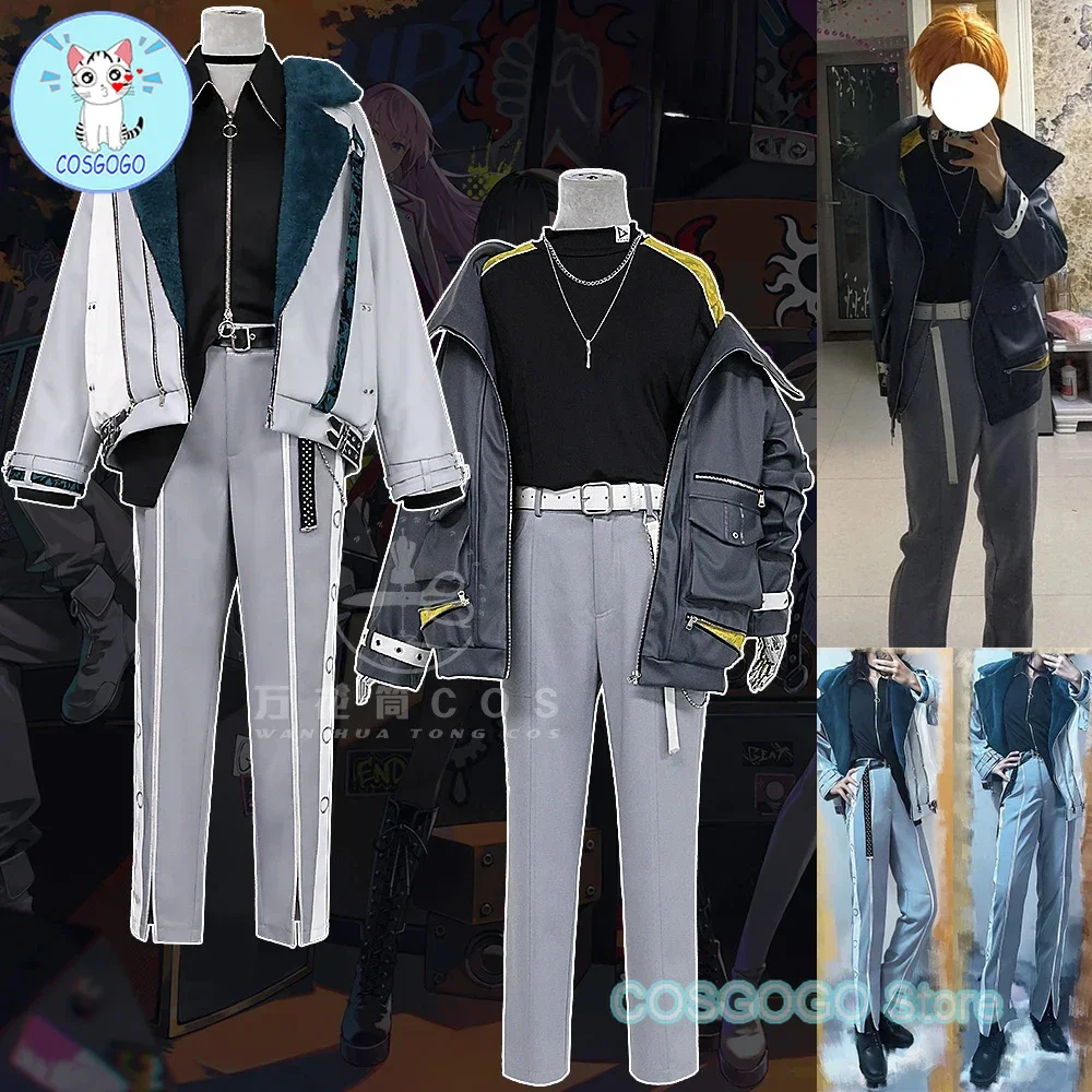 COSGOGO Shinonome Akito / Aoyagi Toya Cosplay Costume for Halloween Christmas Festival Game Anime Comic Con Cos Clothes Coat Pan