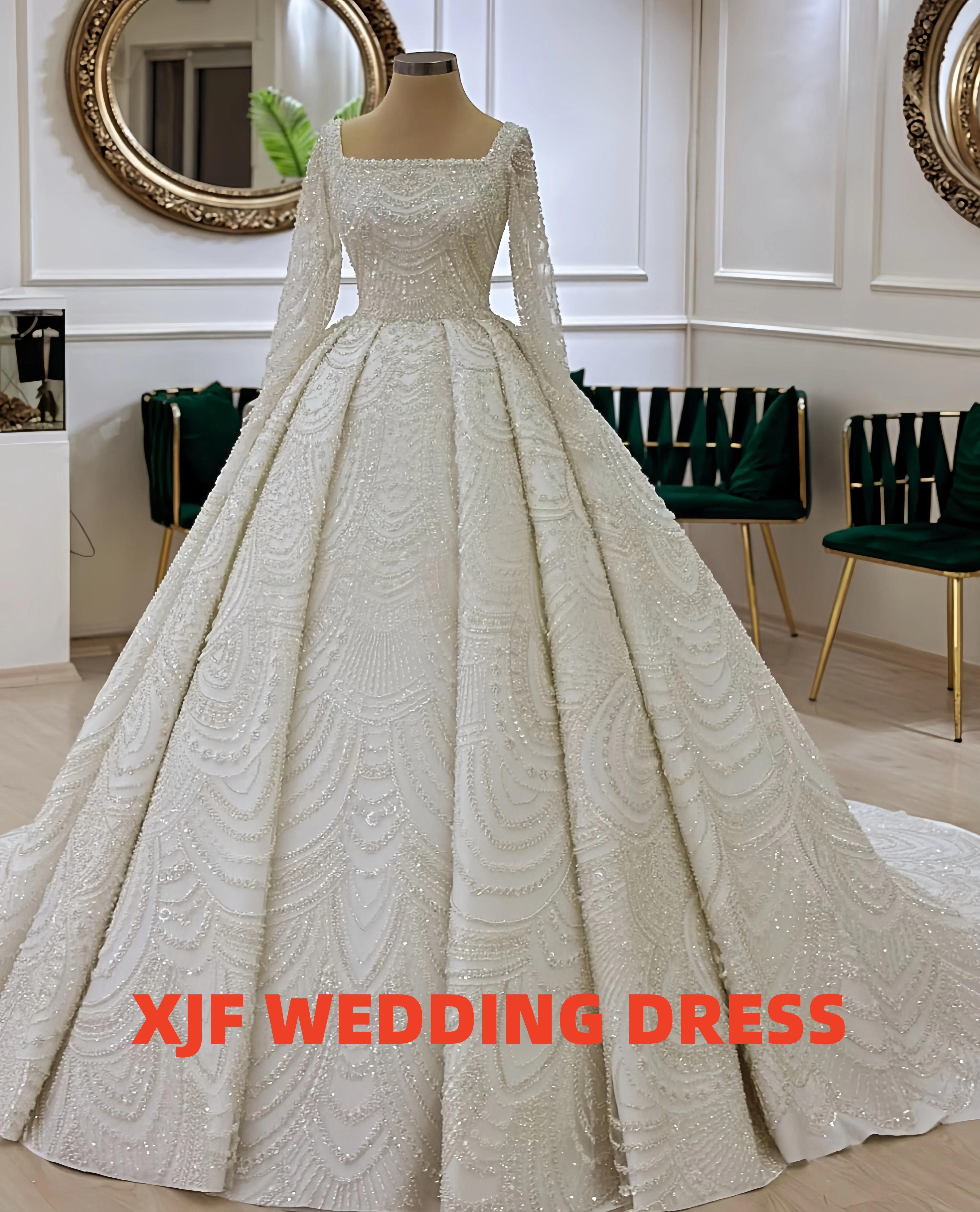 فستان زفاف فاخر بأكمام طويلة ورقبة على شكل حرف v وأكمام طويلة من أماندا نوفيا فيستدوس دي نوفيا أماندا #2