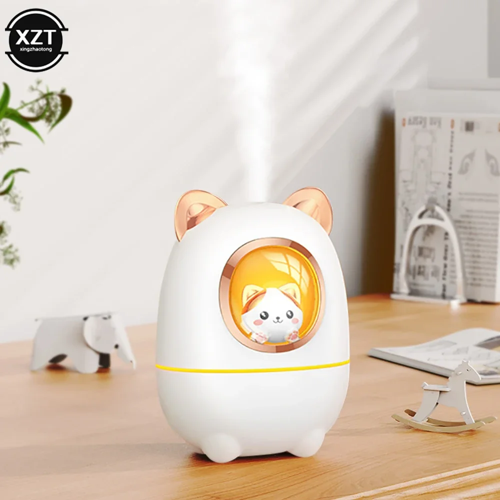 Gato dos desenhos animados umidificador de ar bonito silencioso usb recarga difusor aroma óleo essencial perfume com luz noturna para casa carro escritório