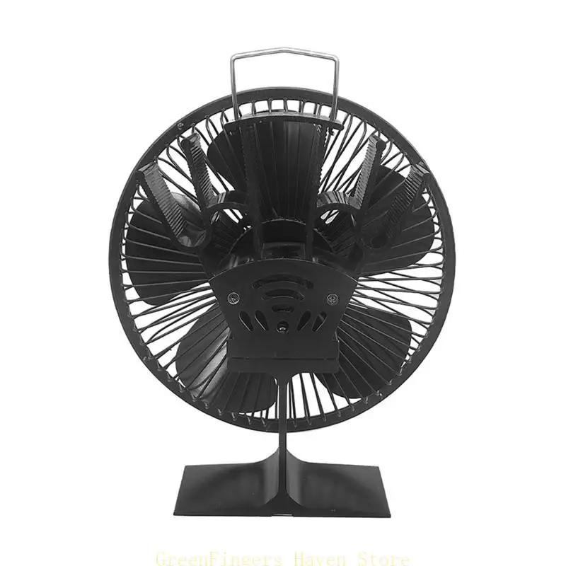

F68D 5-Blade Heat Powered Stove Fan for Wood Log Eco Friendly Larger Air Home Fireplace Fan Efficient Heat Distribution