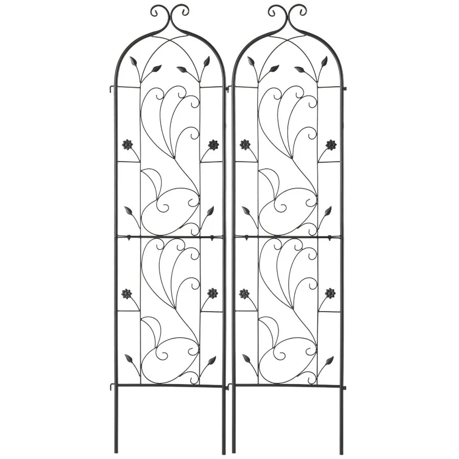 

Садовая решетка для вьющихся растений 60 x 15 дюймов, 2 шт., нержавеющая металлическая, для цветов, для уличных роз, для огурцов