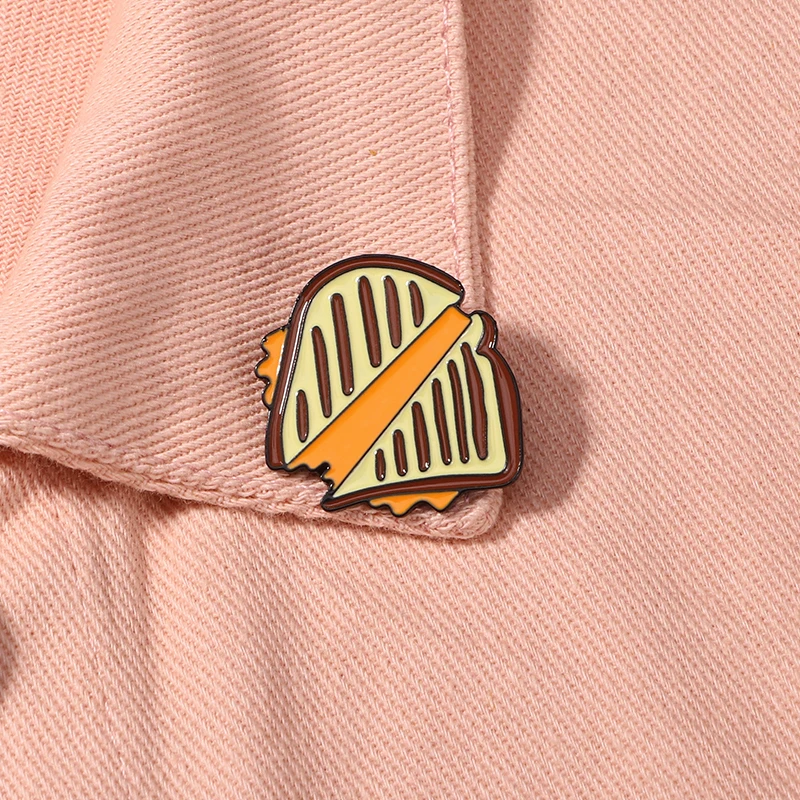 Cute Girls Sandwich Shaped Enamel Lapel Pins New In Yellow Butty Food Brooches For Bag Hat Backpack Accessories