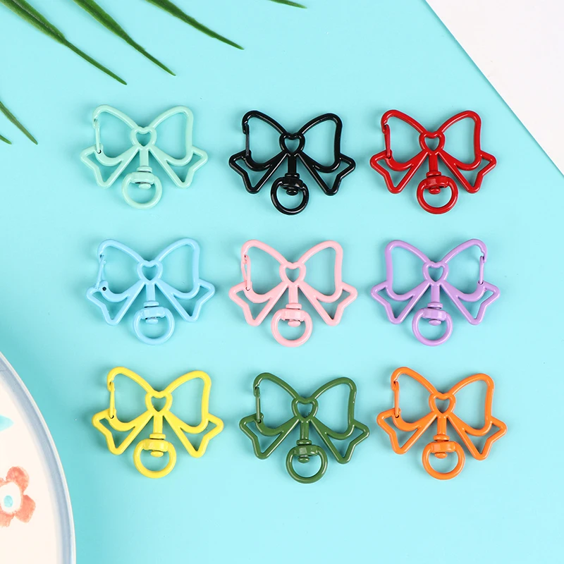 5pcs 32x39mm Bowknot Shape Spring Lobster Clasps Metal Keychain Clasps Hook For DIY Keyring Bag Doll Pendant Jewelry