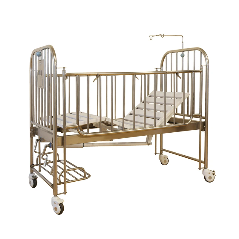 MN-CB006 304 Stainless Steel Flat Infant Cribs Bed Durable Hospital Furniture Portable  New-Born Infant Bed Medical Baby Cot