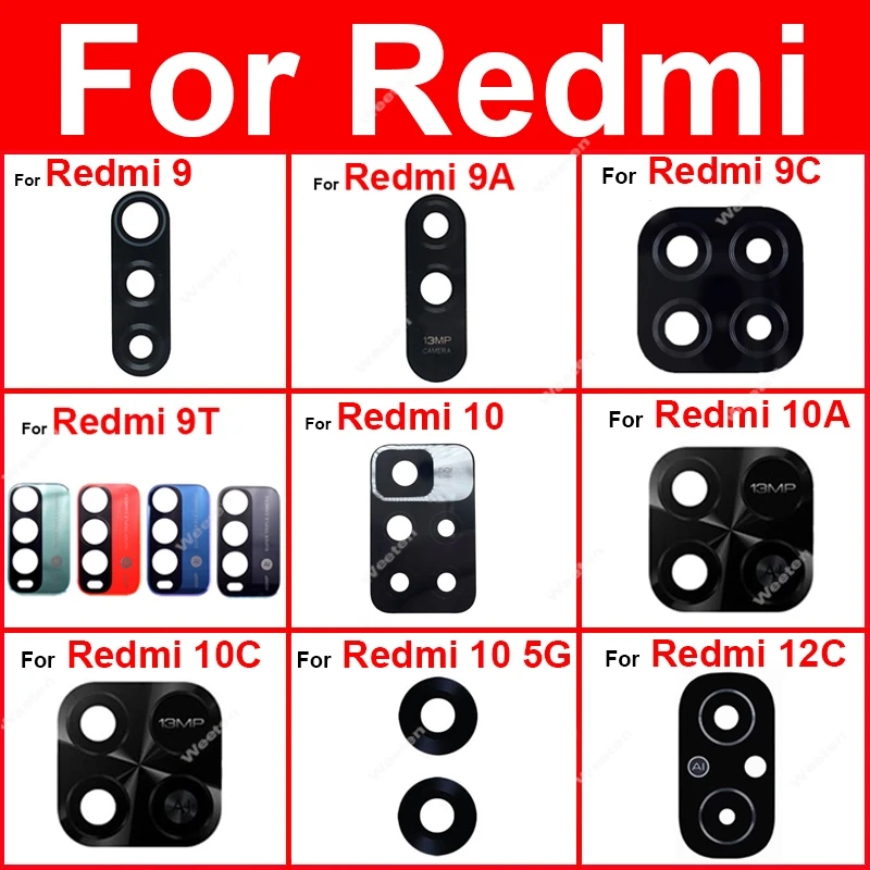 

Стеклянная линза задней камеры для Xiaomi Redmi 9 9A 9C 9T 10 10C 10A 12C 13 13C 13R 10 Prime 2022 4G 5G Запчасти для стеклянных линз задней камеры