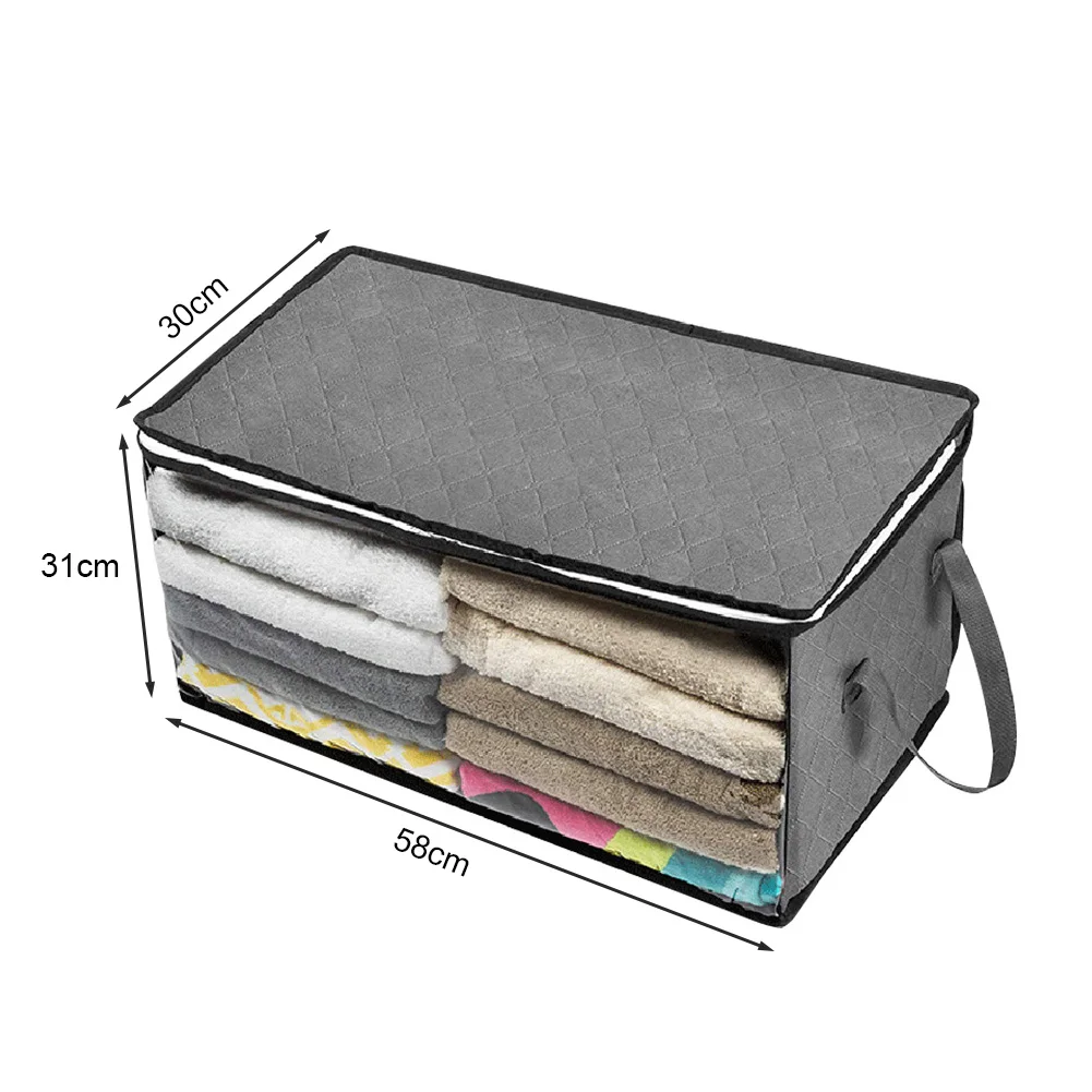 Large Capacity Clothes Storage Bag Non-Woven Foldable Quilt Storage Bag with Lids Zipper Wardrobe Clothing Organizer Sorting Box image 6