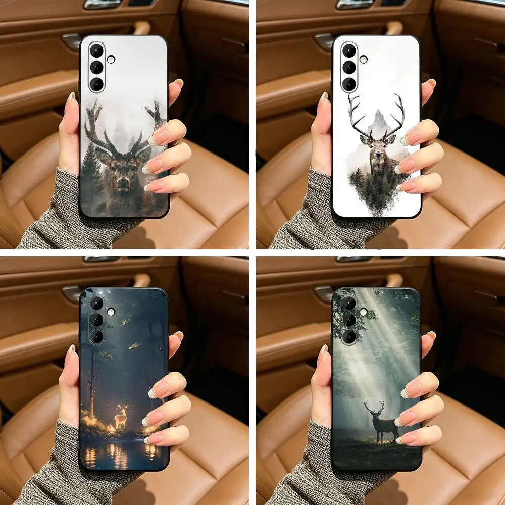 Deer -Hunting Phone Case For Samsung Galaxy A73,A71 A72,A70,A53,A52,A51,Soft Silicone Black Cover