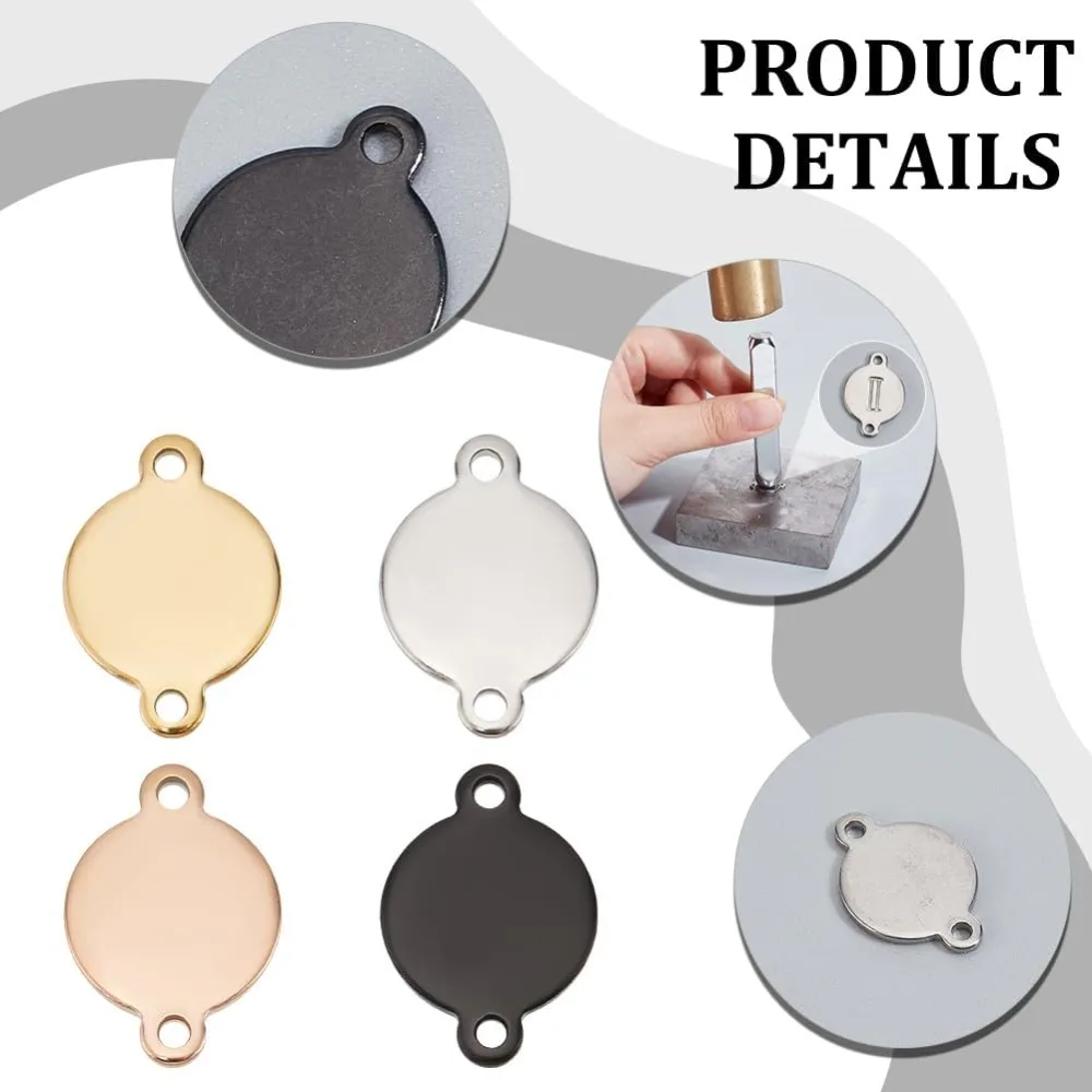 40 قطعة 4 ألوان الفولاذ المقاوم للصدأ ربط موصل 10 مللي متر شقة جولة مجوهرات موصل لسوار قلادة مجوهرات DIY صنع عدة