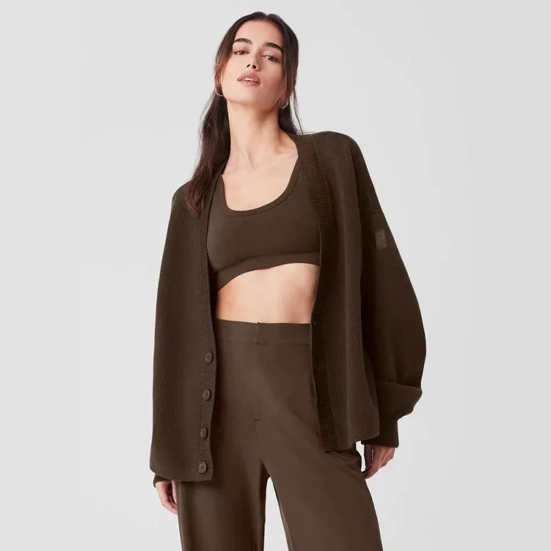 

Women Knit Cardigan Long Sleeve V Neck Sweater Jacket Casual Loose Fit Soft Autumn Winter Outerwear Versatile Daily Layering Top