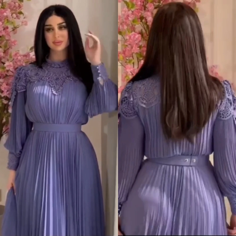 Robe de Rhde soirée en jersey d'Arabie saoudite, appliques froncées, robe de fiançailles A-ligne, bijou sur mesure, robes mi-longues pour occasions