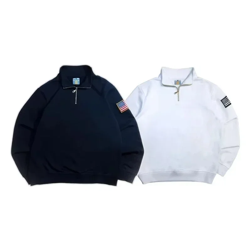 2-teiliges Oberbekleidungs-Set Y2K Retro Quarterzip Pullover Hoodie American Old Money Zipneck Stickerei Streetwear Sweatshirt Set2026 – Detail 8