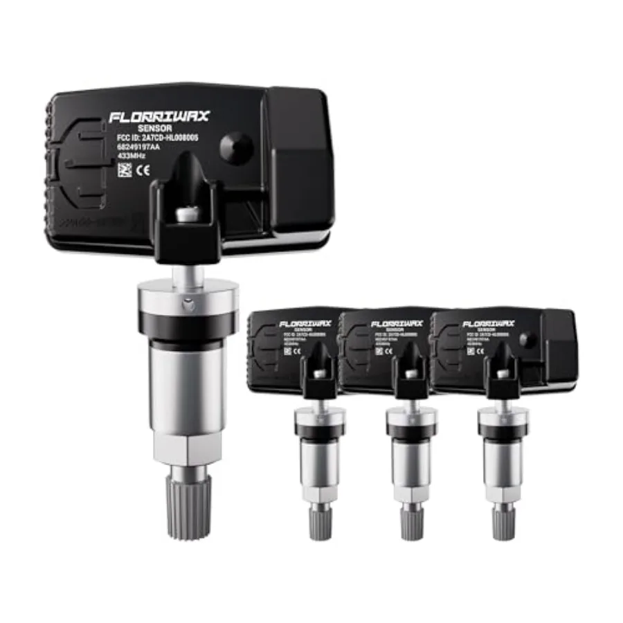 

TPMS SensorSet of 4 433Mhz Tire Pressure Sensor Compatible with Dodge Ram 1500 2500 3500 4000 Jeep Cherokee Replaces#68249197AA