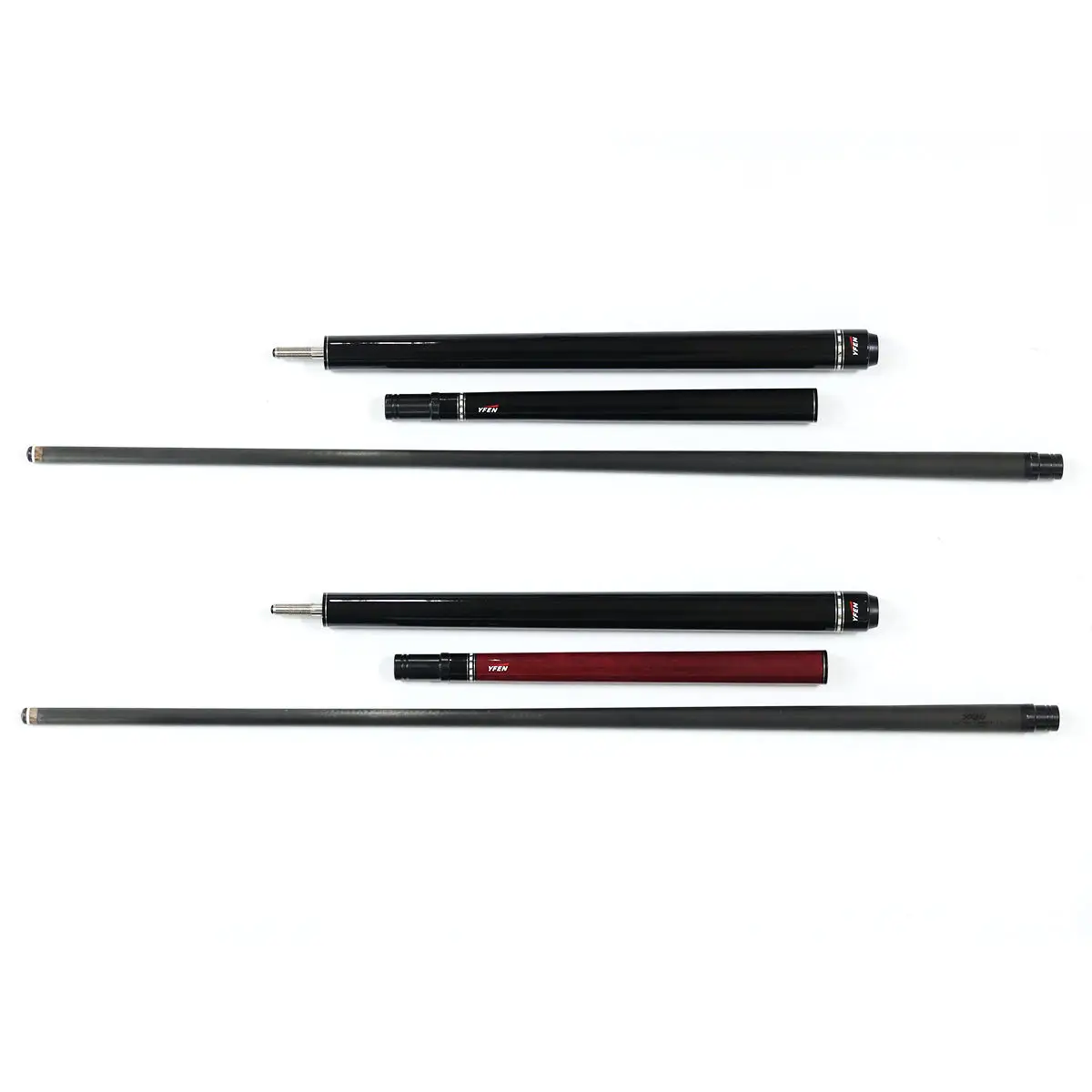 

Premium Quality YFEN Black/red Color 3 Pieces 13mm Tip Carbon Fiber Taco 58 Inch Billiard Pool Snooker Jump Break Cue for Sale