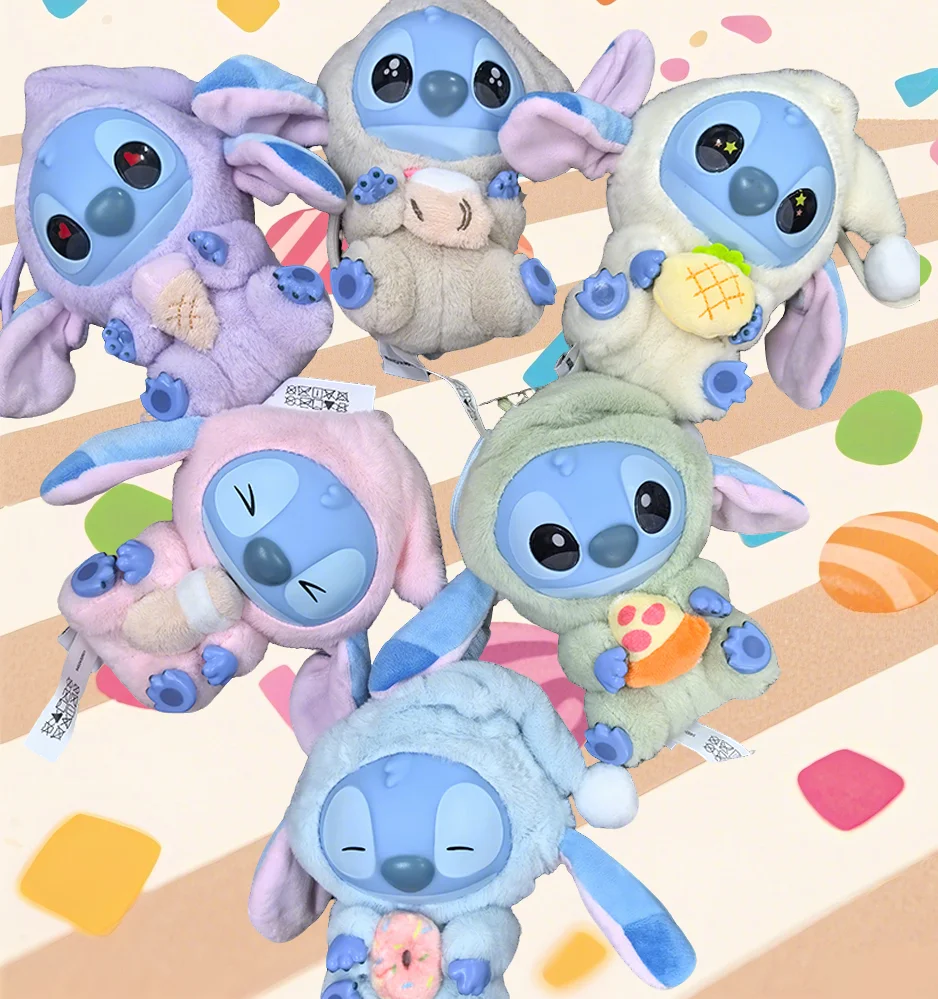 

Новинка 2025 года, серия Stitch Eat Some Thing Before Sleep, виниловая слепая коробка, сумка, подвеска, милая плюшевая кукла, загадочная коробка, игрушка-сюрприз, подарки
