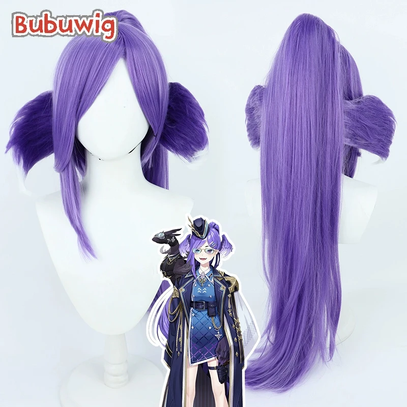 Bubuwig Synthetic Hair Selen Tatsuki Cosplay Wigs Virtual YouTuber Selen Tatsuki 85cm Long Purple Ponytail Wig Heat Resistant