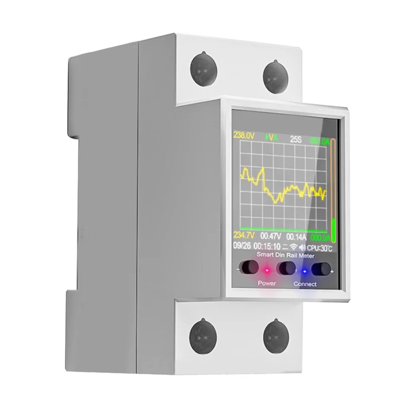 ABGN GR2P 100A Smart Electricity Meter Tuya Wifi Din Rail Power Energy Meter Digital Display Monitor Voltage Curve Ammeter