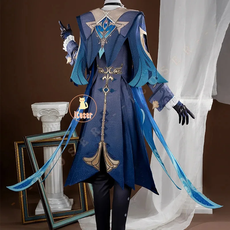 Peruka do Cosplayu Neuvillette Genshin Impact Strój Mundurowy Nakrycie Głowy Prawo Ustawodawcze Fontaine Halloween Party dla Kobiet i Mężczyzn Rekwizyty