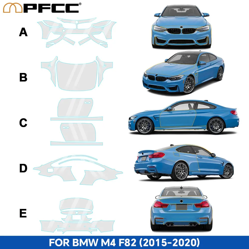 For BMW M4 F82 2015 2016 2017 2018 2019 2020 Pre Cut ppf Paint Protection Film Tpu Transparent Car Body Exterior Sticker