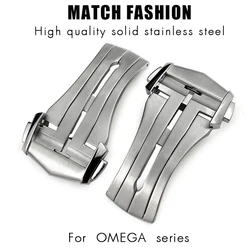 High Quality Solid Stainless Steel 18mm Folding Clasp Deployant Butterfly Buckle for Omega Seamaster Lrather Rubber Watch Strap