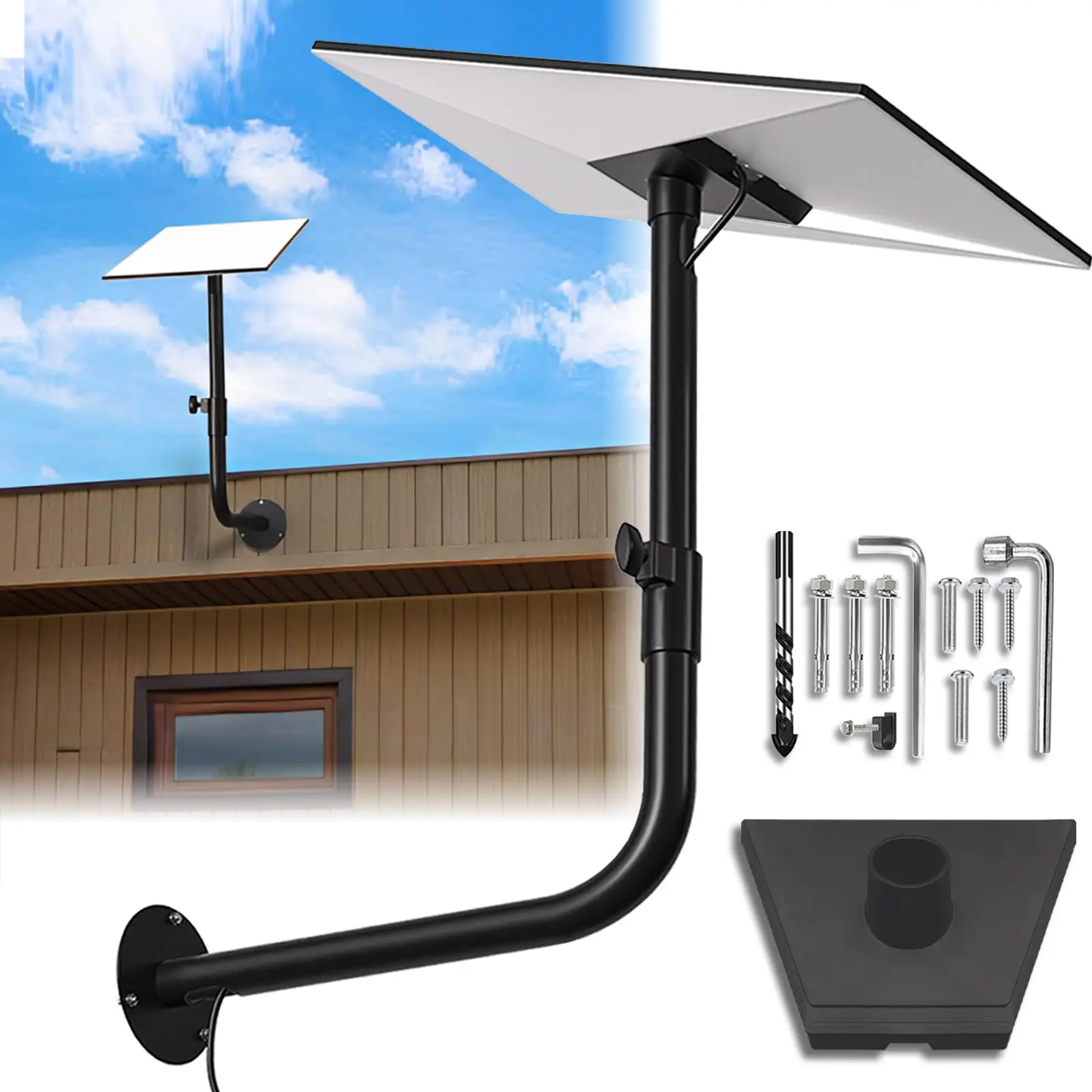For Starlink Gen 3/Standard 4/4X Adjustable Installation Bracket,Starlink Roof Wall Bracket(with Starlink Gen 3 Pipe Adapter)