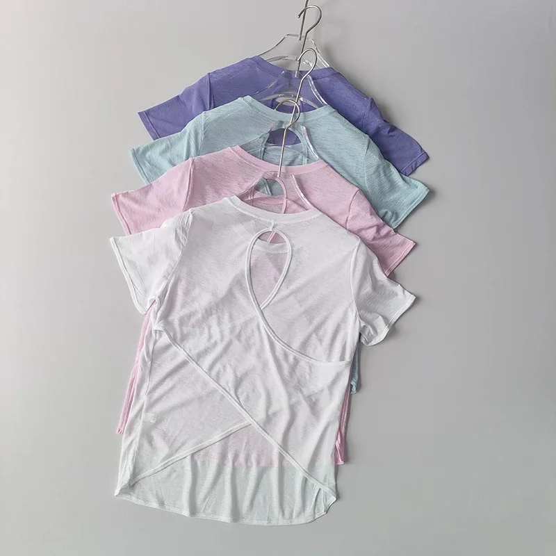 Damen Yoga-Überziehshirt mit strukturierter, kurzer Ärmelform, ausgestelltem Design, atmungsaktiv, schnelltrocknend, ideal für Pilates und Fitnessstudio. – Detail 23
