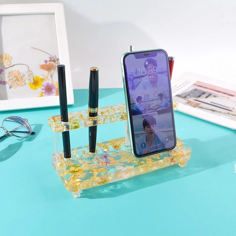 4Pieces Resin Casting Mold Pen Holder Makeup Storage Box Silicone Molds for DIY