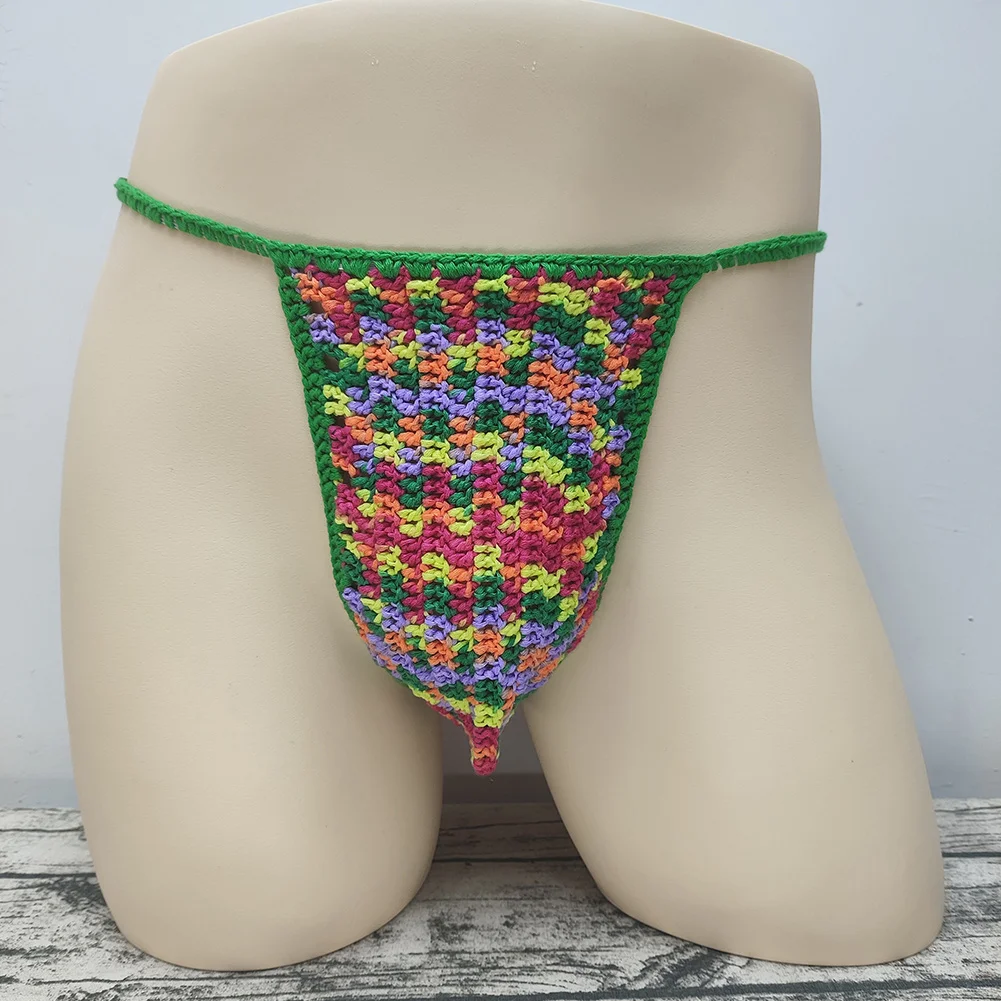 

Briefs Thong Mens Soft Bikini Bulge Pouch Comfortable Crocheted Handmade Stylish Swimwear Beachwear High Quality