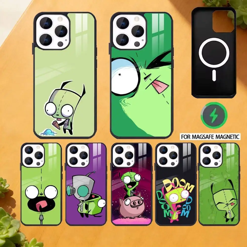 

Cool Cartoon I-Invader Z-Zim G-Gir Phone Case For iPhone 17,16,15,14,13,12,Plus,Pro,Max For Magsafe Magnetic Wireless Charge