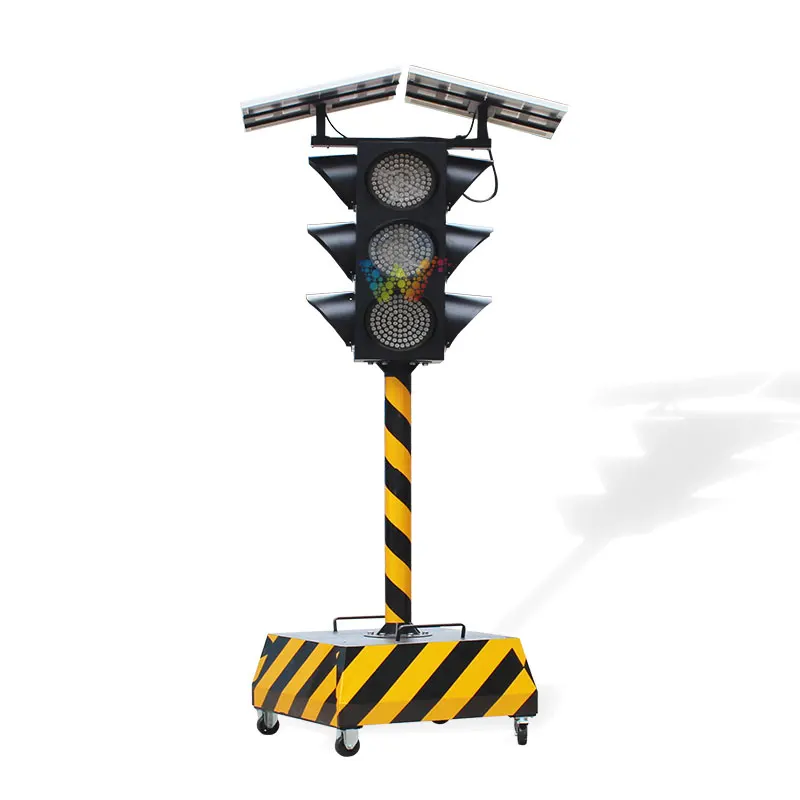 300mm Four Way Mobile Temporary Semaforo Portable LED Traffic Lights For Road Construction