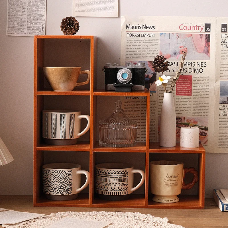 Wooden Duobao Ge Storage Tea Set Teapot Bogu Rack Display Rack Antique Wenwan Teacup Rack Desktop Lattice