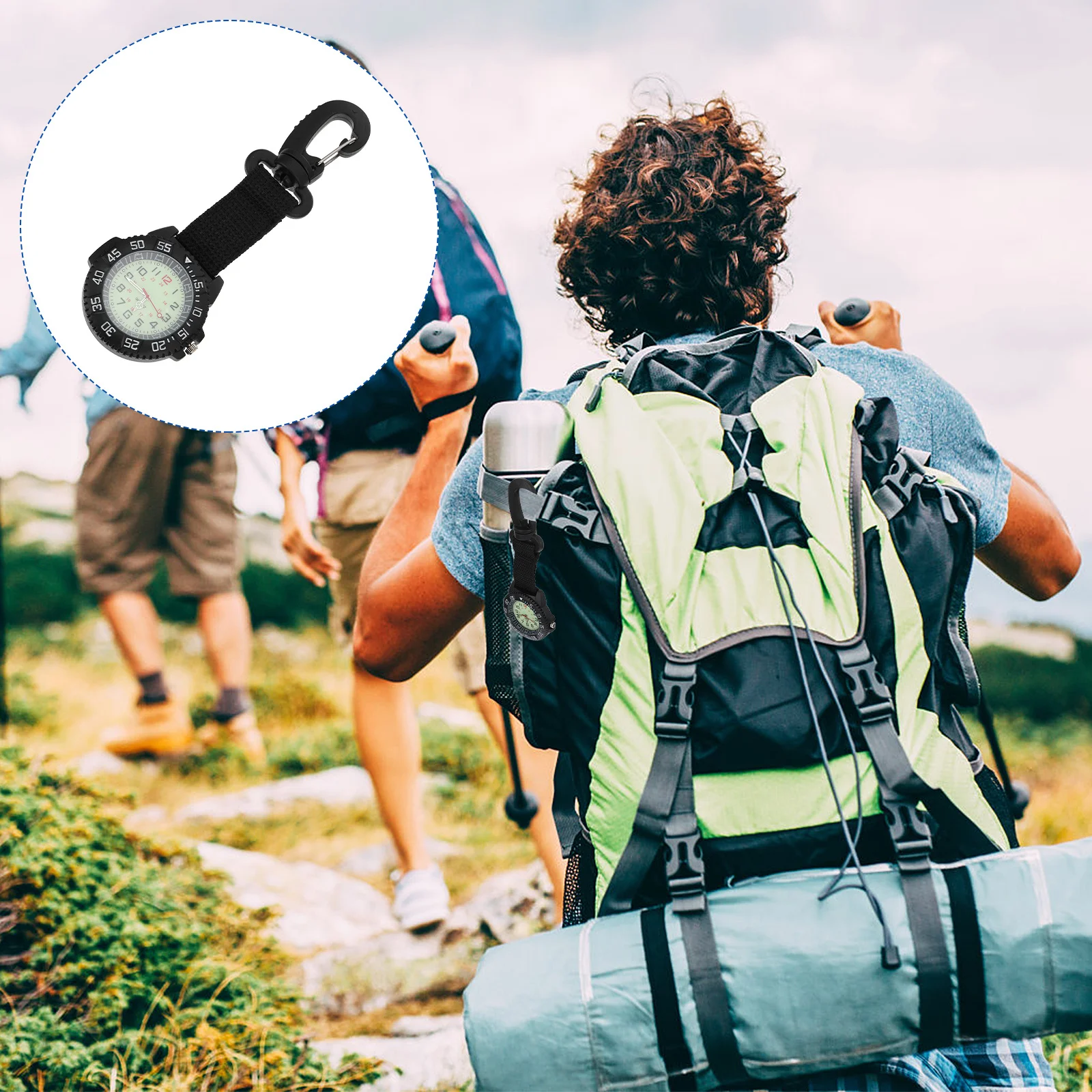 Carabiner Hanging Watch Premium Nylon Strap Portable Clip on for Backpackers Outdoor Mountaineering Sports Timepiece