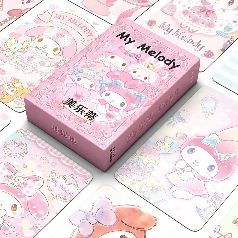 50PCS INS Cartoon Laser Card Kawaii Mikko Anime Sanrio Kuromi My Melody Cute Comic Gift Card Set Surprise Creative Gifts