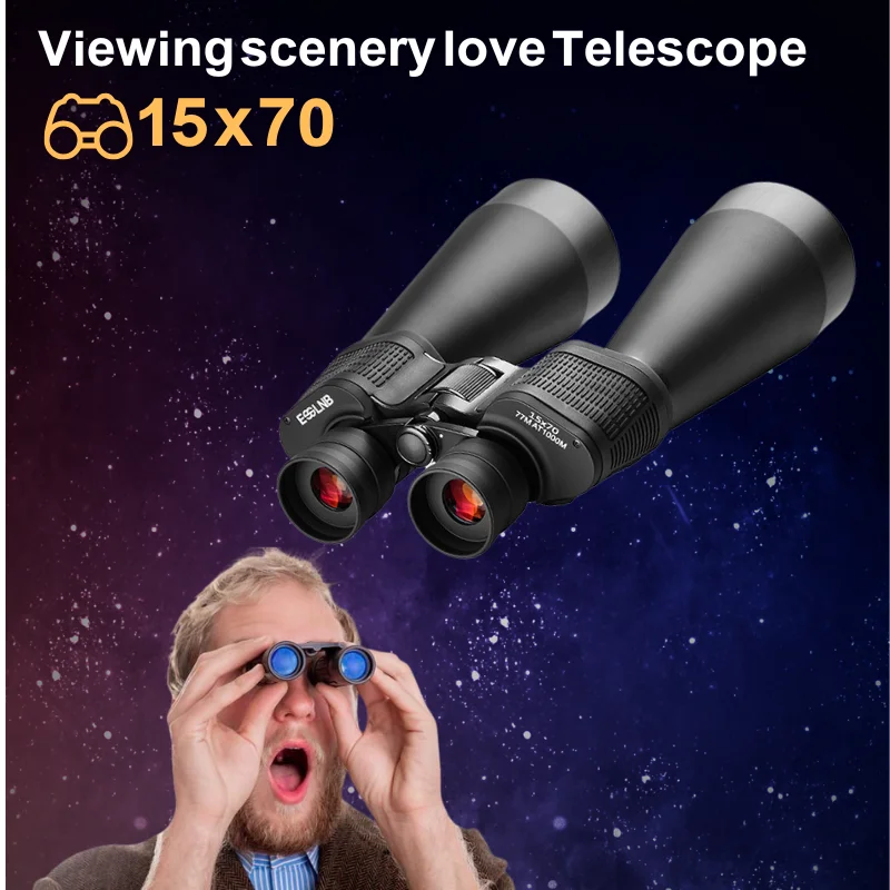 15x Binoculars High Power HD Low Light Night Vision, Large Aperture for Moon Viewing & Scenery, Anti-Slip Textured Leather, Clea
