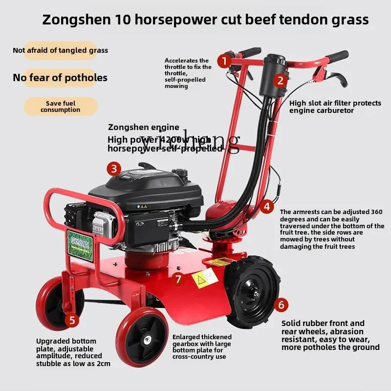 

self-propelled four-stroke lawn mower is not afraid of stones, beef tendon lawn mower, hand push lawn mower