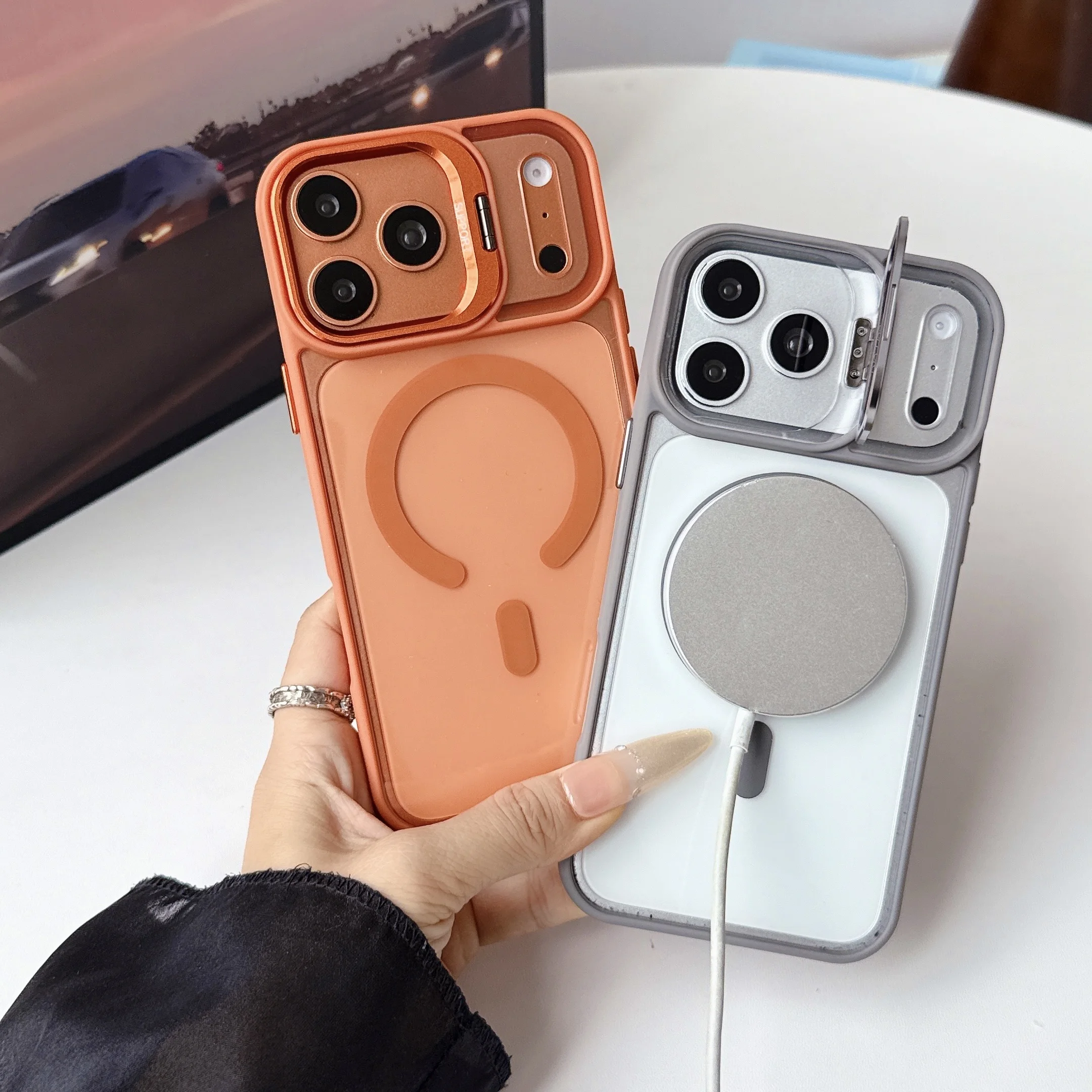 Shockproof Transparent Lens Support Phone Case For iPhone 17 13 11 16 Pro Max 15 14 12 17ProMax 17Pro For Magsafe Magnetic Cover view 5