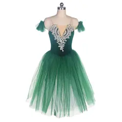 Dance Favourite Dance Costumes 21318 Green Velvet Bodice Ballet Costume Long Romantic Ballet Tutu Girl and Women Ballet Tutus