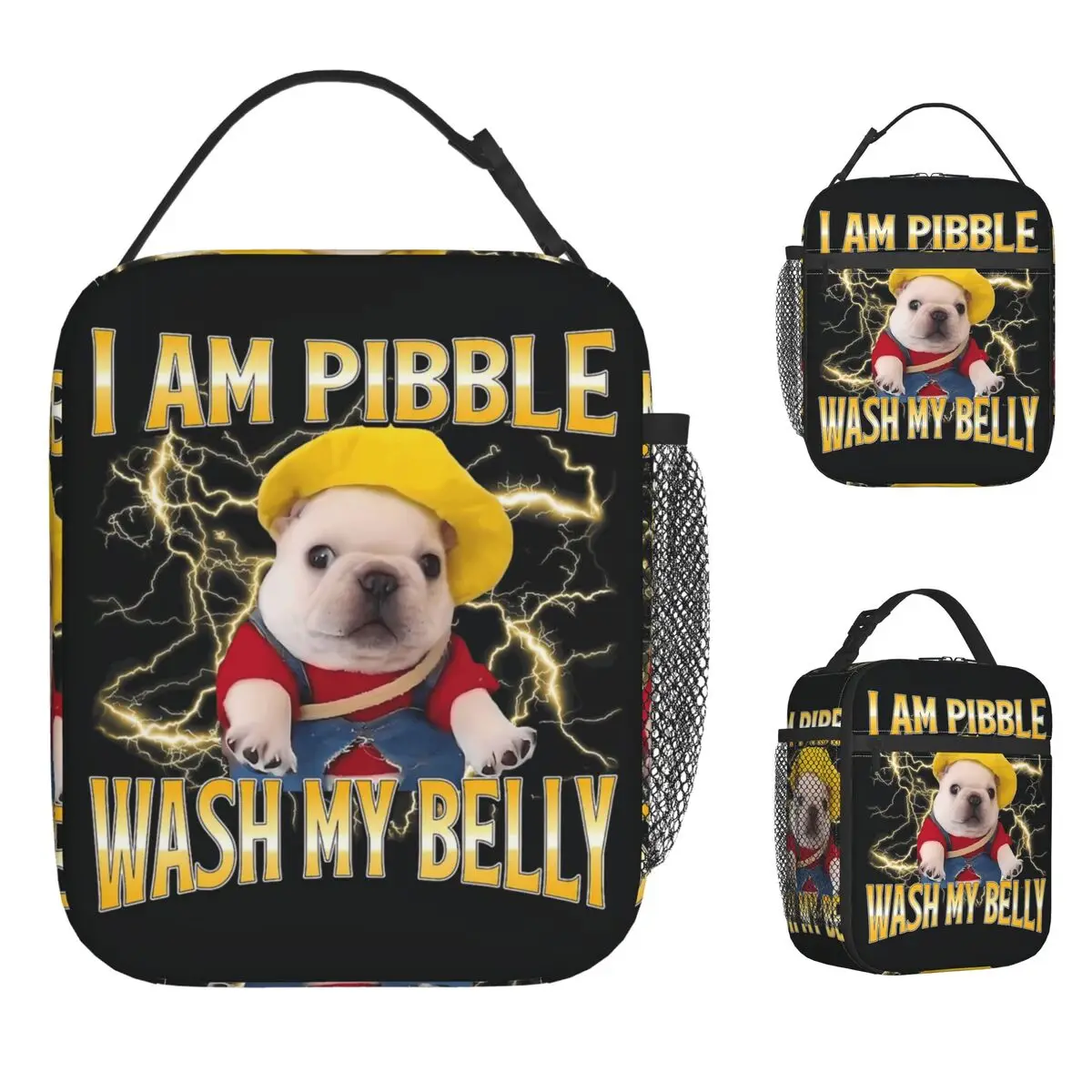 Funny I Am Pibble Dog Puppy Lunch Bag For Girls Print Lunch Box Retro Office Cooler Bag Portable Waterproof Thermal Lunch Bags