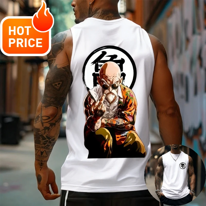 Débardeur de sport décontracté surdimensionné pour homme, style Harajuku, été, Super Saiyan Master Roshi, Anime Dragon Ball, Y2k